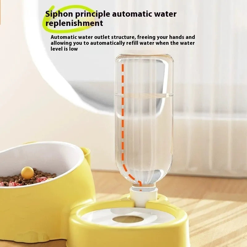 Plastic double bowl automatic drinking pet basin for cats in choice of four colours