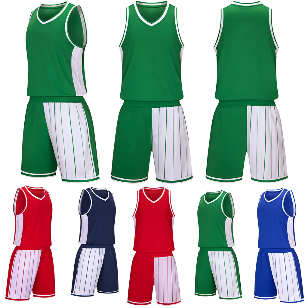 Men's basketball training uniform set in polyester with matching shorts