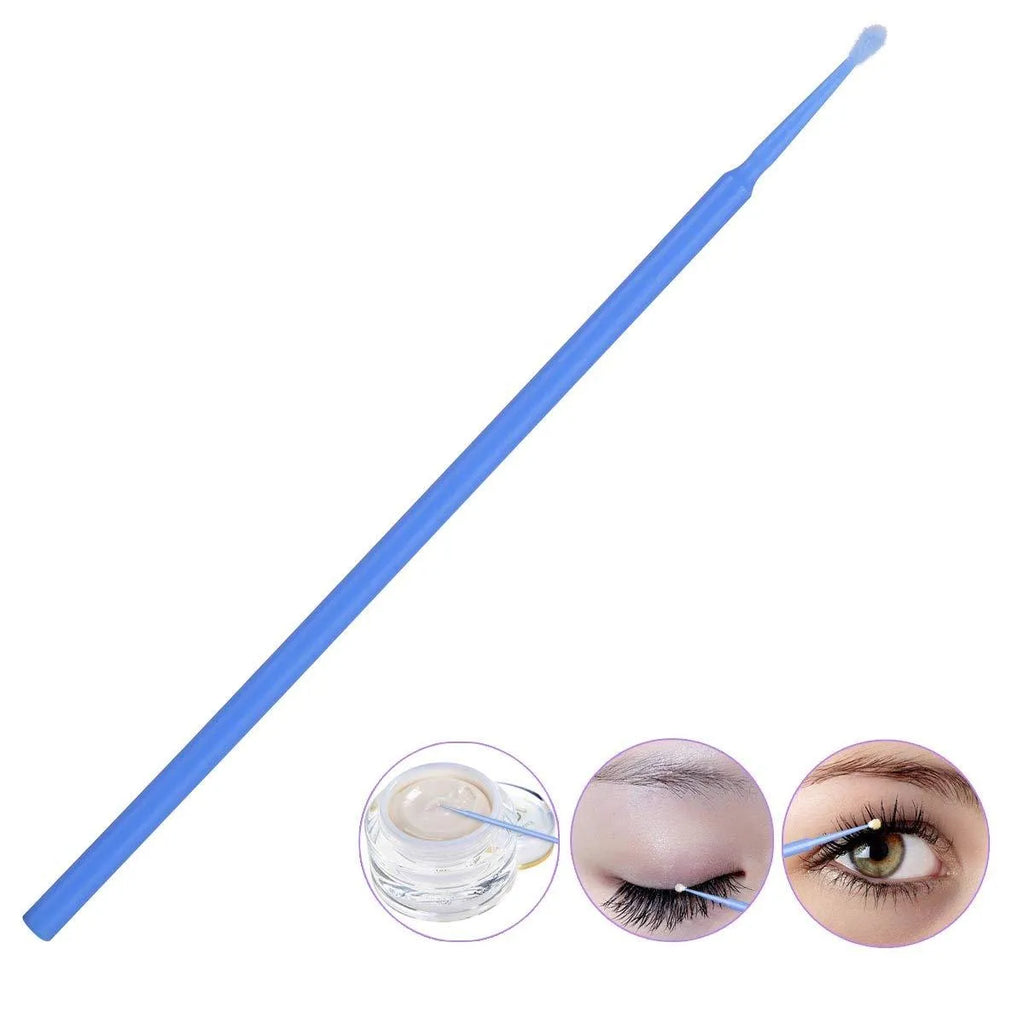 Disposable micro applicator brushes with bendable cotton swab tips and colour-coded handles for eyelash extensions and makeup