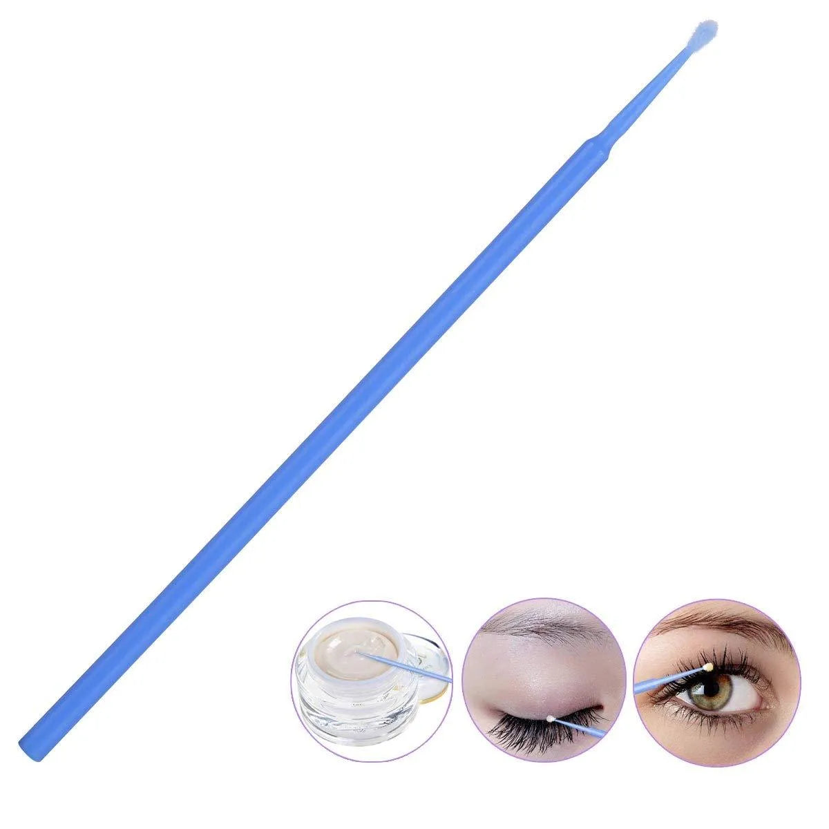 Disposable micro applicator brushes with bendable cotton swab tips and colour-coded handles for eyelash extensions and makeup