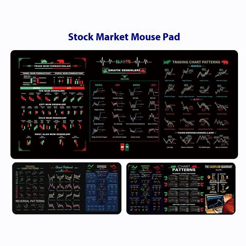 Large black anti-slip calculator mouse pad on wooden desk showing calculator and mouse placement