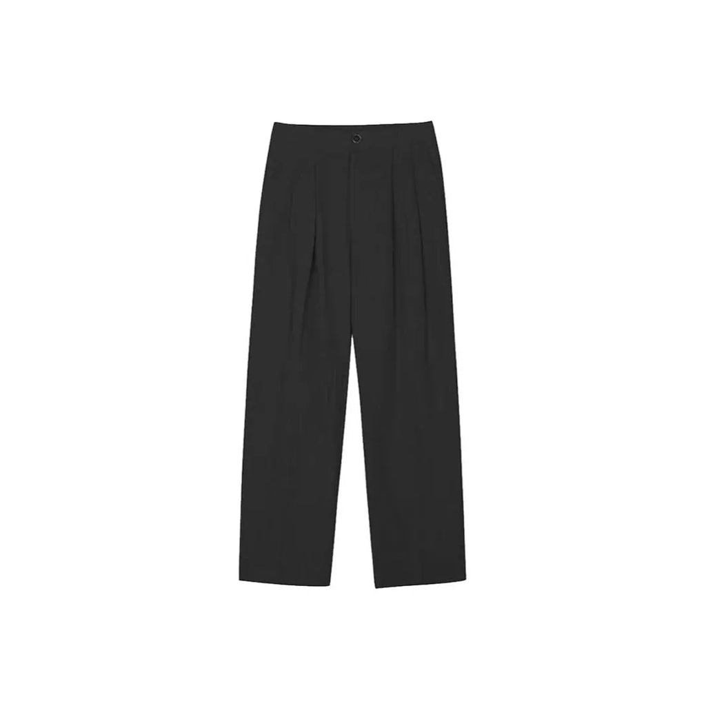 Men's lightweight cotton linen suit pants in loose Korean style with micro-elastic waist