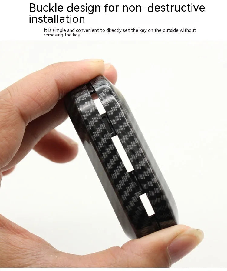 Fiat 500 Boyue Ottimo Viaggio carbon fibre design remote key case in black, red, and dark blue