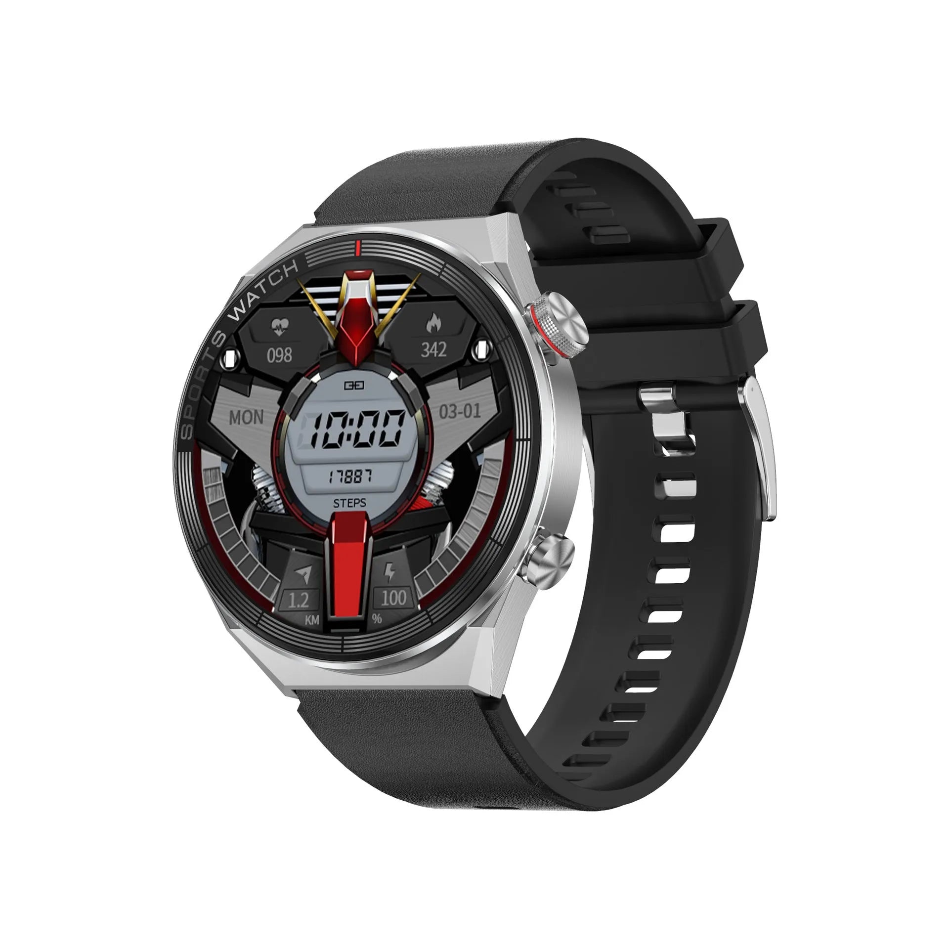 Large screen Bluetooth smart watch showing call notification on HD display with leather strap