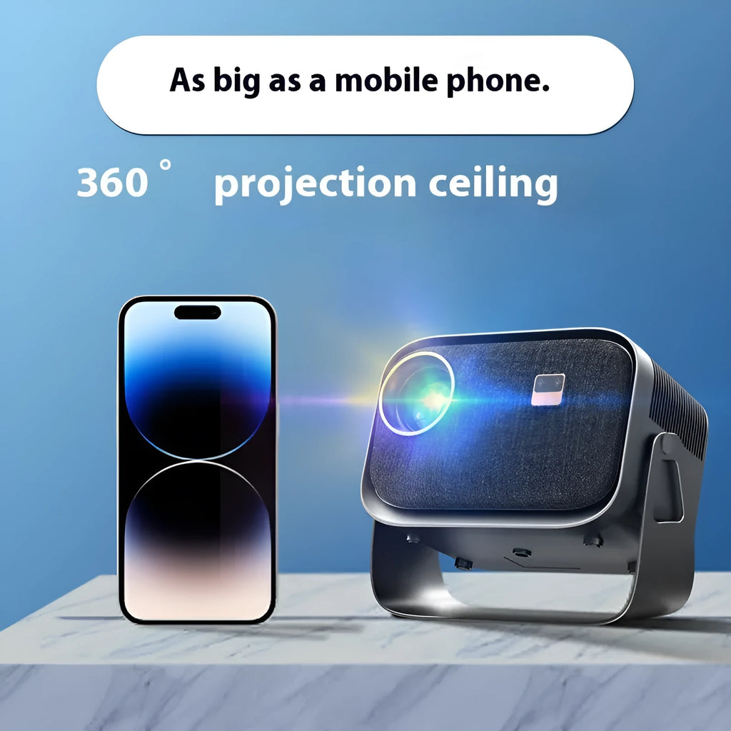 Portable Android 4K smart home theater projector with mobile phone compatibility and multiple regional colour standard support