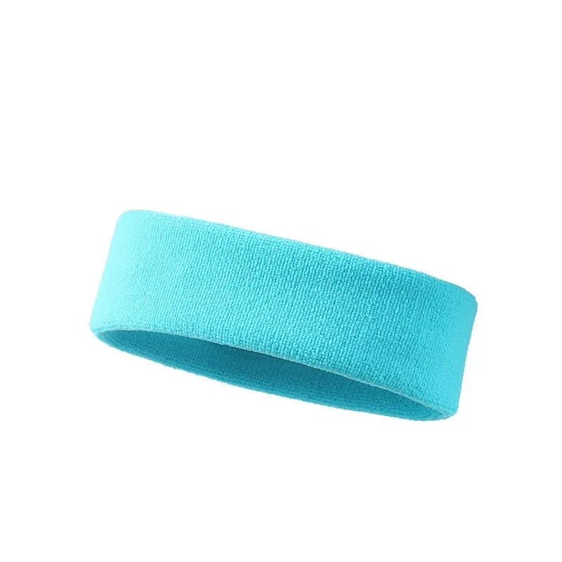 Solid colour elastic sports sweatband for running and gym workouts.