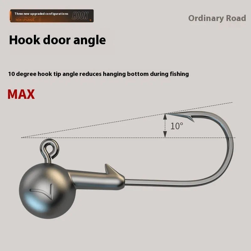 Set of 50 jig fishing hooks with lead-headed design and steel construction