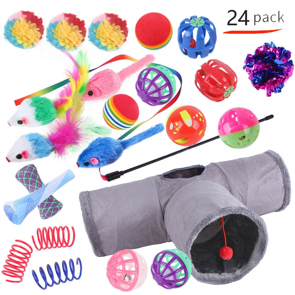 Plastic cat channel toy maze with colourful tracks and accessories for feline play