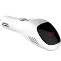 White car USB charger with integrated negative ion air purifier showing dual USB ports