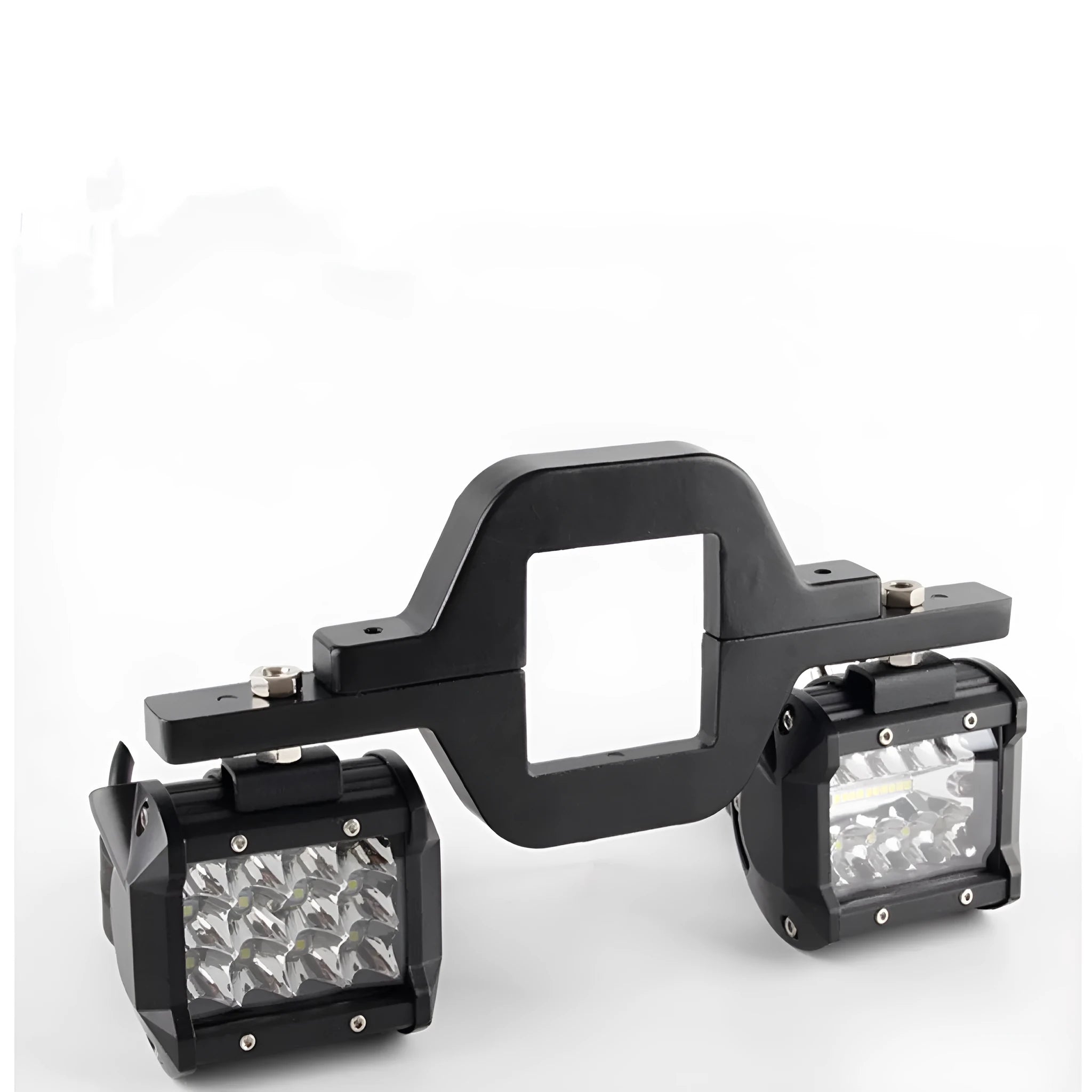 Black metal bracket for mounting trailer hook lamp holder on off-road vehicle