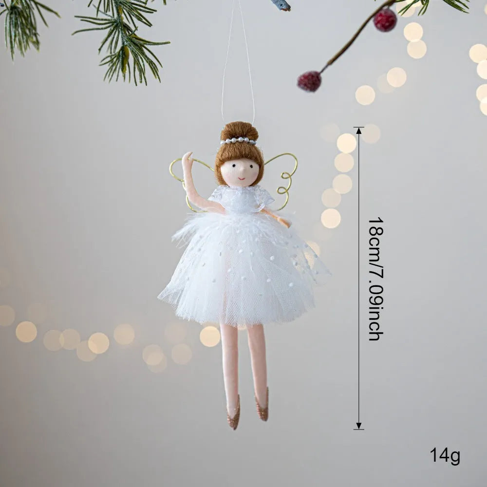 Pink and white ballet girl angel plush doll decorative toy
