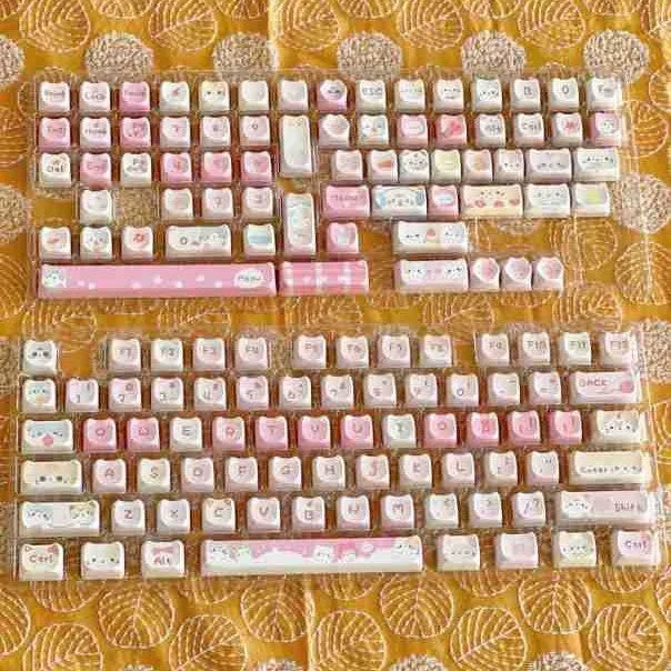 141 mechanical keyboard key cap set with Meow Meow Team design featuring five-sided sublimation printing