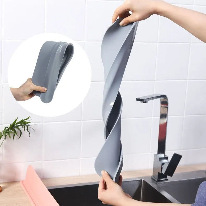 Silicone kitchen sink water blocking plate splash guard in grey blue colour
