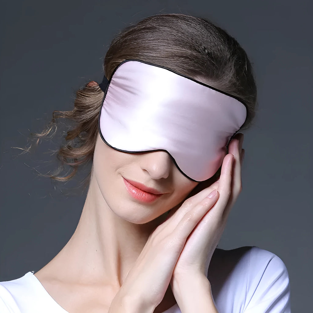 Double-sided mulberry silk eye mask with embroidered design in multiple colour options
