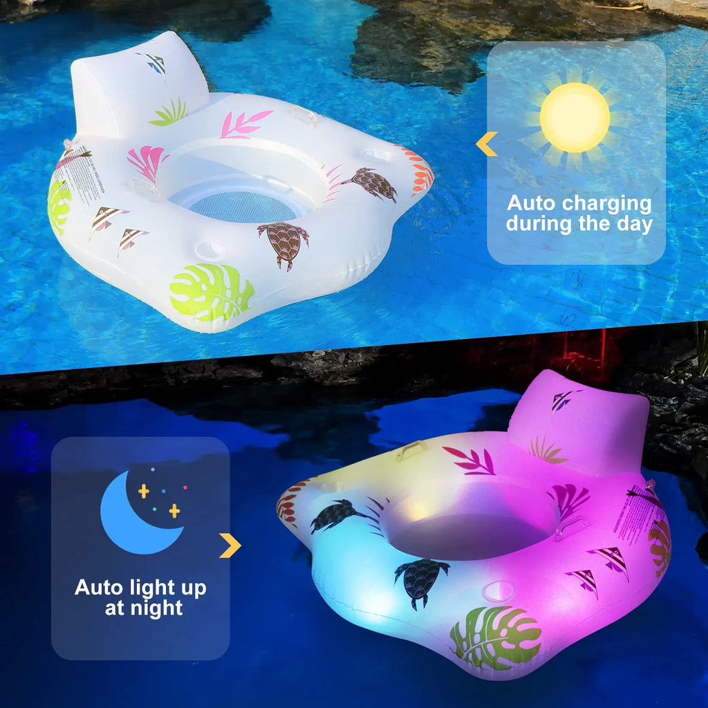 White U-shaped inflatable pool float with luminous elements