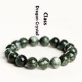 Green dragon crystal bracelet with geometric round beads showing ruyi symbolism detail