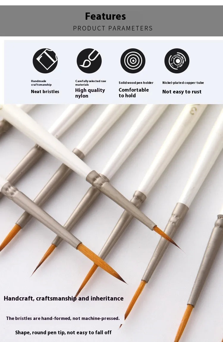 Set of twelve pearl white fluorescent marker pens with nylon wool brush tips for artists.
