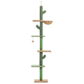 Solid wood cat climbing frame with integrated scratch board and cactus cat nest, dimensions 40x25x240cm