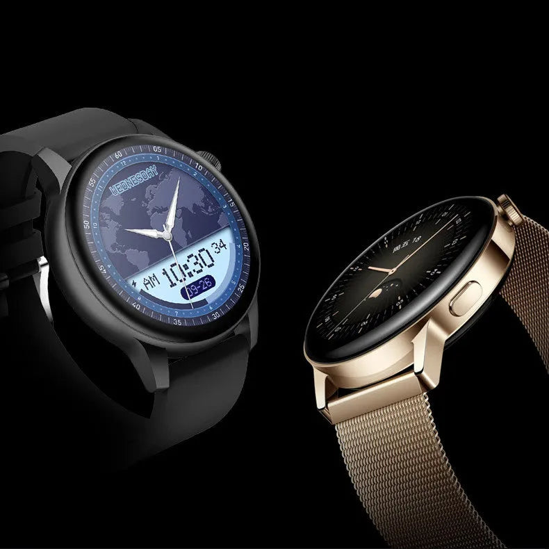 Stainless steel smart watch with a 1.30-inch colour screen on a wrist