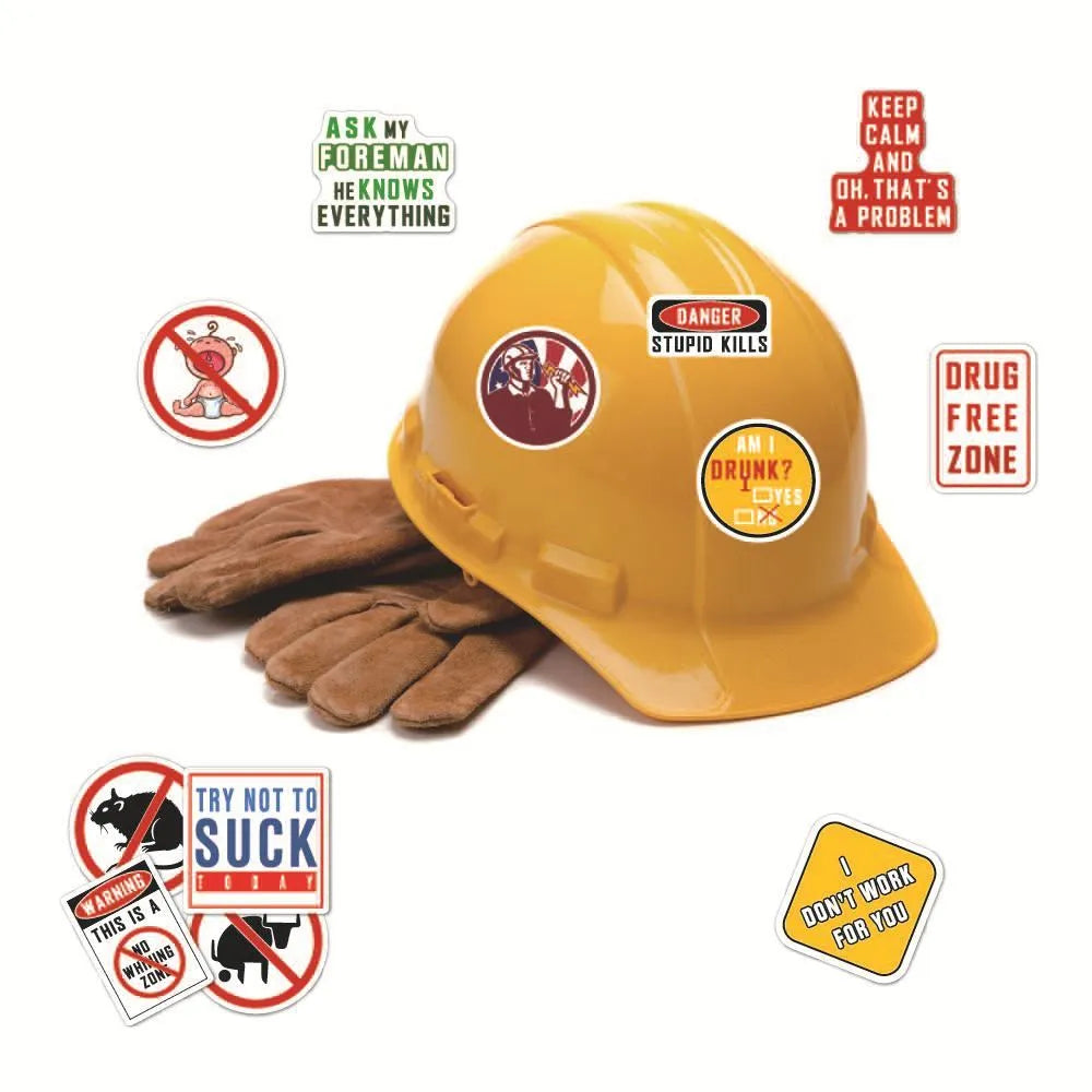 Waterproof warning slogan stickers for motorcycle helmets in 50-piece pack