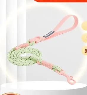 Solid colour PVC dog hand holding rope leash, 120cm long, in dark red purple yellow or taoyao green.