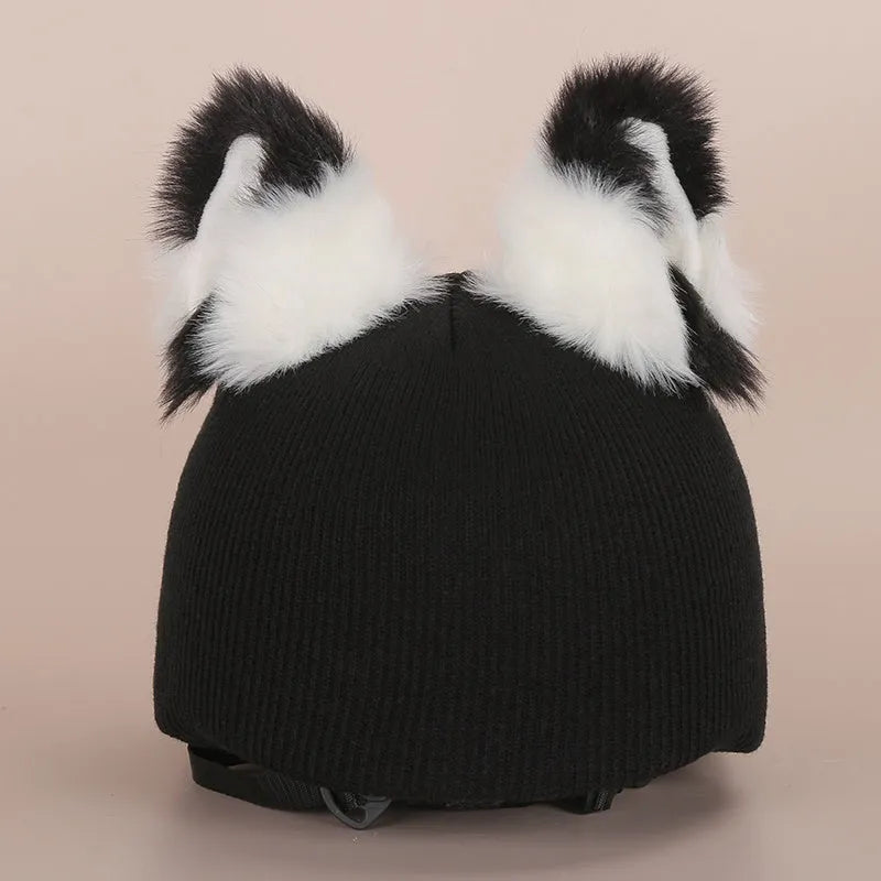 Cartoon character plush fabric helmet ear decoration cover for medium-sized helmets.