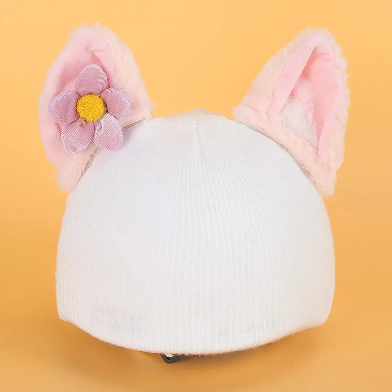 Cartoon character plush fabric helmet ear decoration cover for medium-sized helmets.