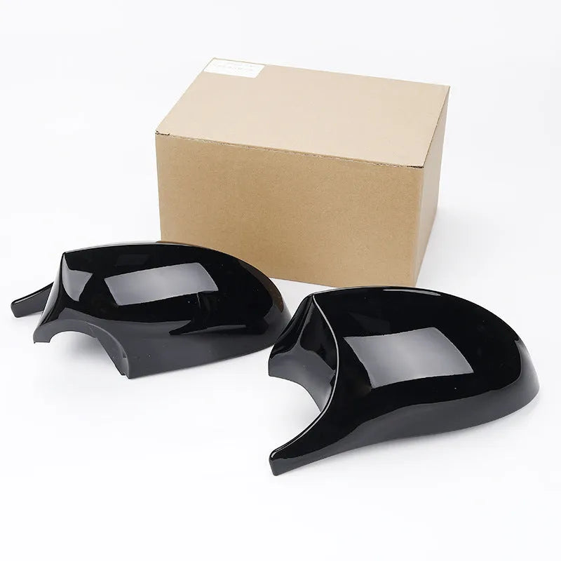 Pair of BMW 3 Series E90 rearview mirror shells in ABS plastic with black and carbon pattern finish options