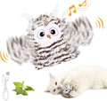 Grey automatic chirping owl cat toy with flapping wings